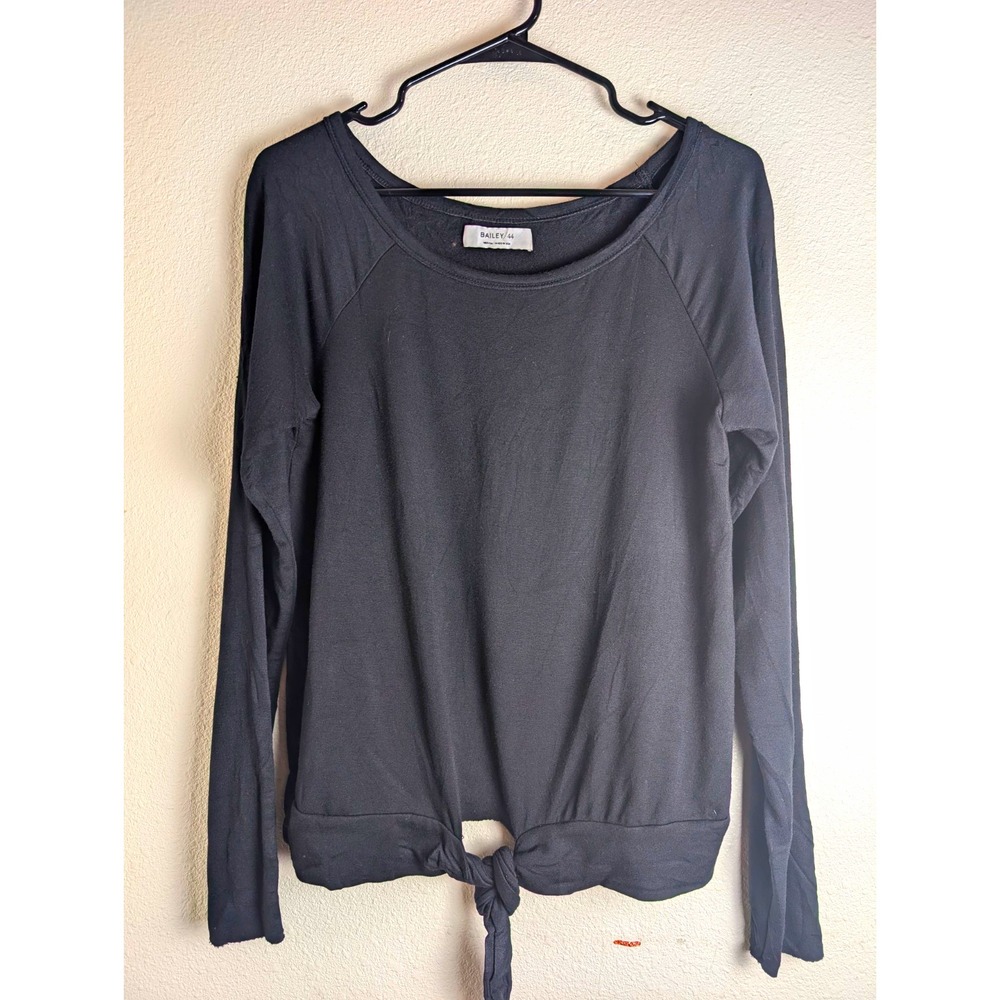 Bailey/44 Women's Medium Black Modal Blend Long Sleeve Tie Front Top Made USA